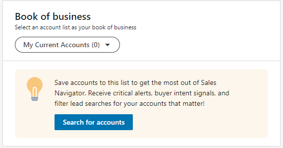 Book of business search accounts